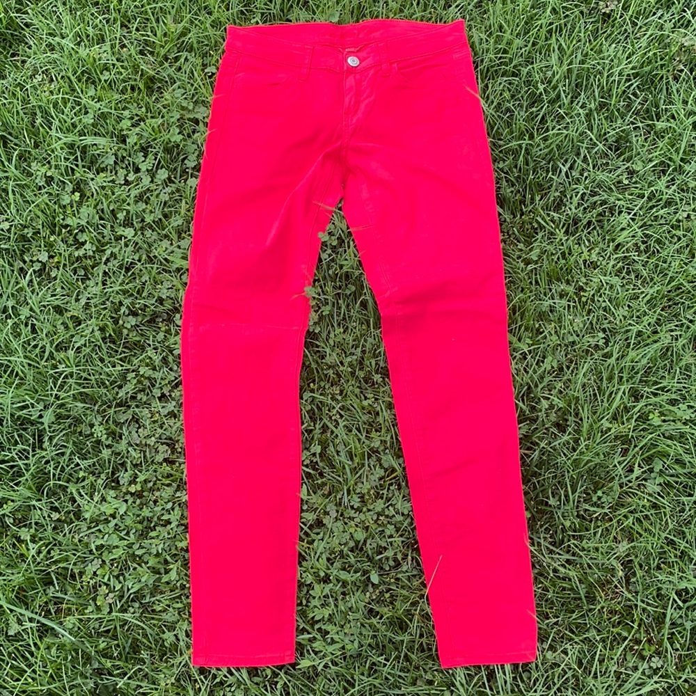 Perfect elegant cherry red jeans